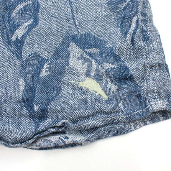 Tommy Bahama Men's Linen Floral Button Up Shirt Navy Blue XLTG - Picture 6 of 8